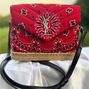 Saint Laurent Niki Bandana Quilted Canvas Shoulder Bag